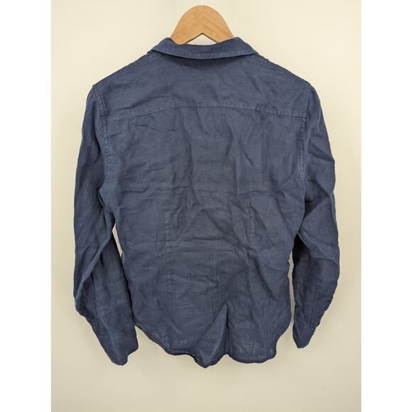 J.Crew Baird McNutt Irish Linen Slim Fit Button Shirt Navy Blue Women’s 4 - Picture 2 of 4